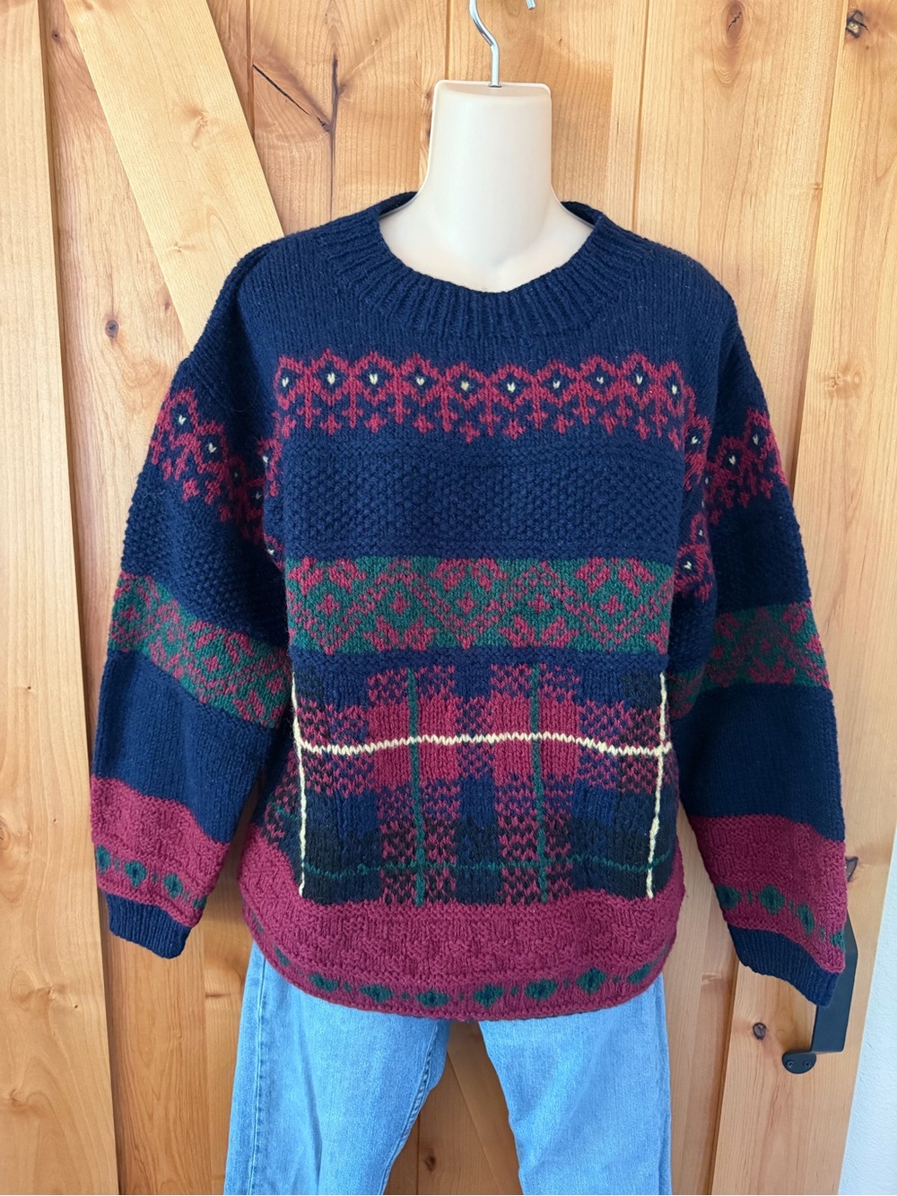 VTG 90s Studio Michelle Stuart Chunky Hand Knit Shetland Wool Oversized Sweater - Picture 3 of 14